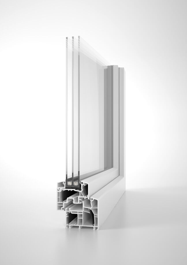 85mm multi-chamber uPVC profile cross-section